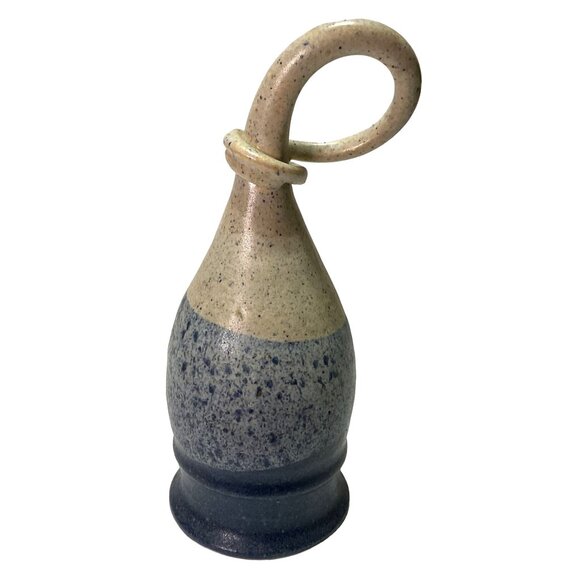 0RGY HORN STUDIO POTTERY GOBLET IRISH SPECKLED CLAY BLUE GLAZE HANDHELD VESSEL - Picture 3 of 9